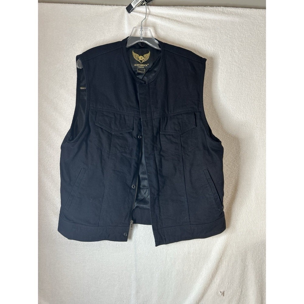 Leatherick London Biker  Motorcycle Vest  Men's Black  Size Large